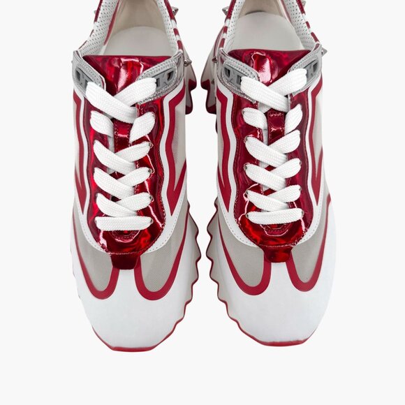 Christian Louboutin Sharkina White Mesh Red Sneakers Size 38 US 8 Women's 6968 - Picture 4 of 14